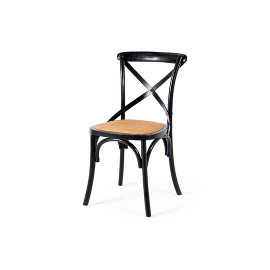 Villa X-Back Dining Chair Aged Black Rattan Seat